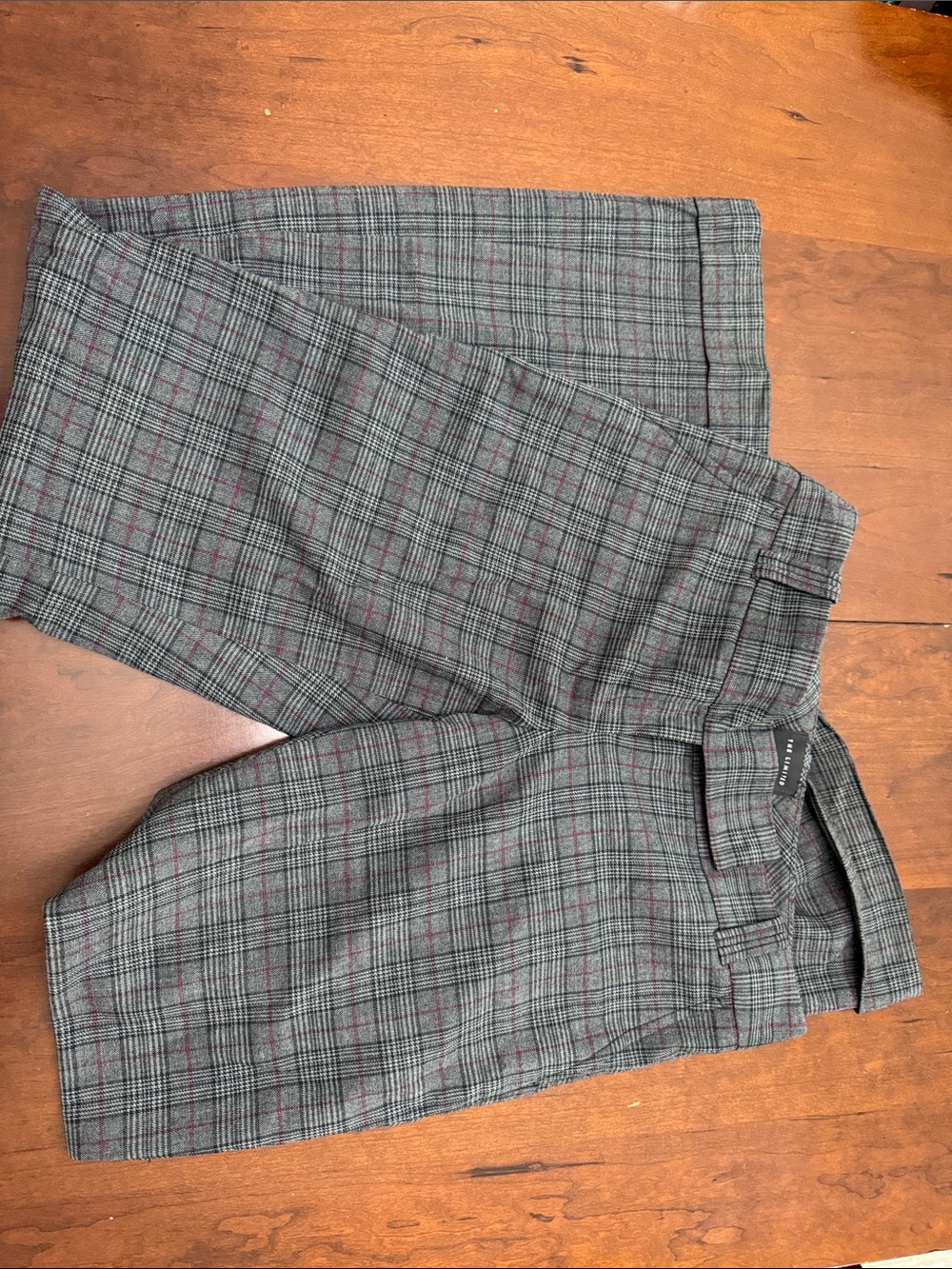 The Limited Gray Plaid Women's Trousers with Maroon Windowpane